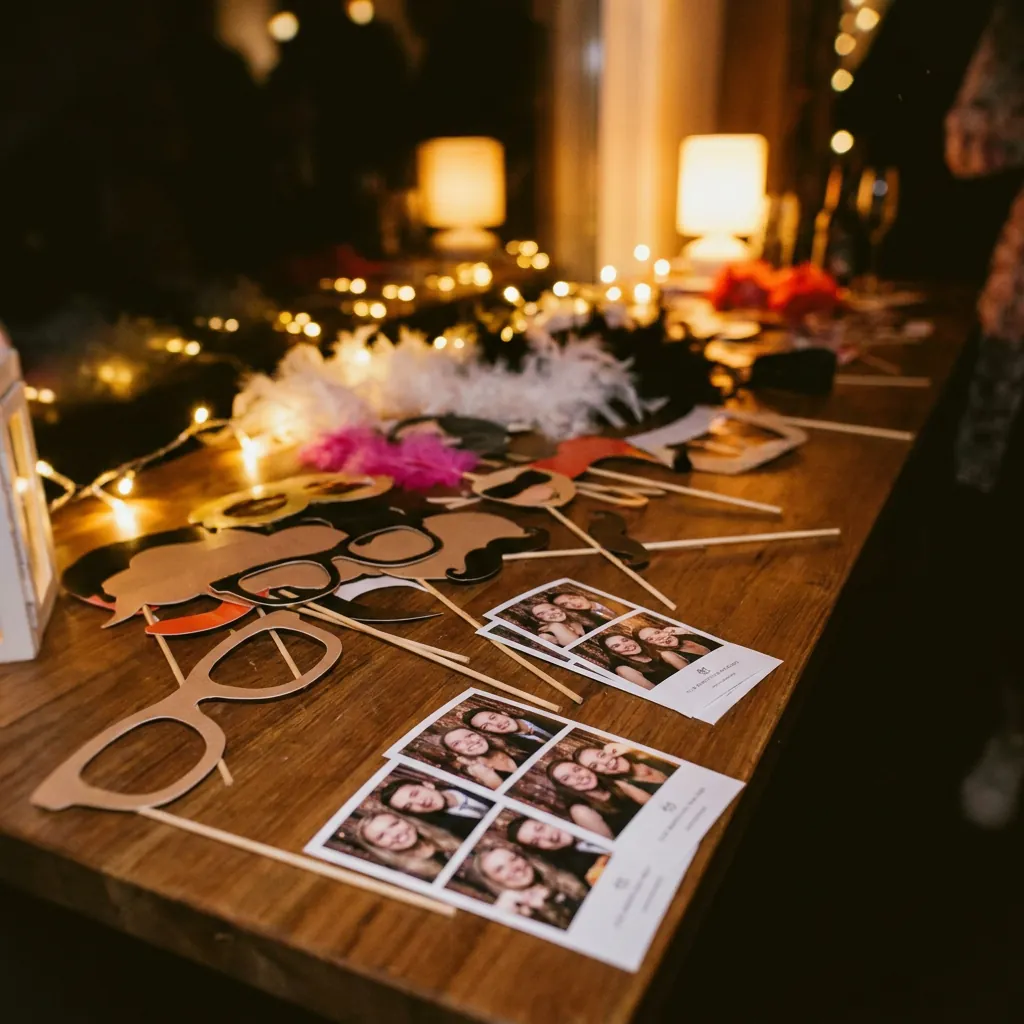 Photobooth-props met MR&MRS-bordje op een bruiloft