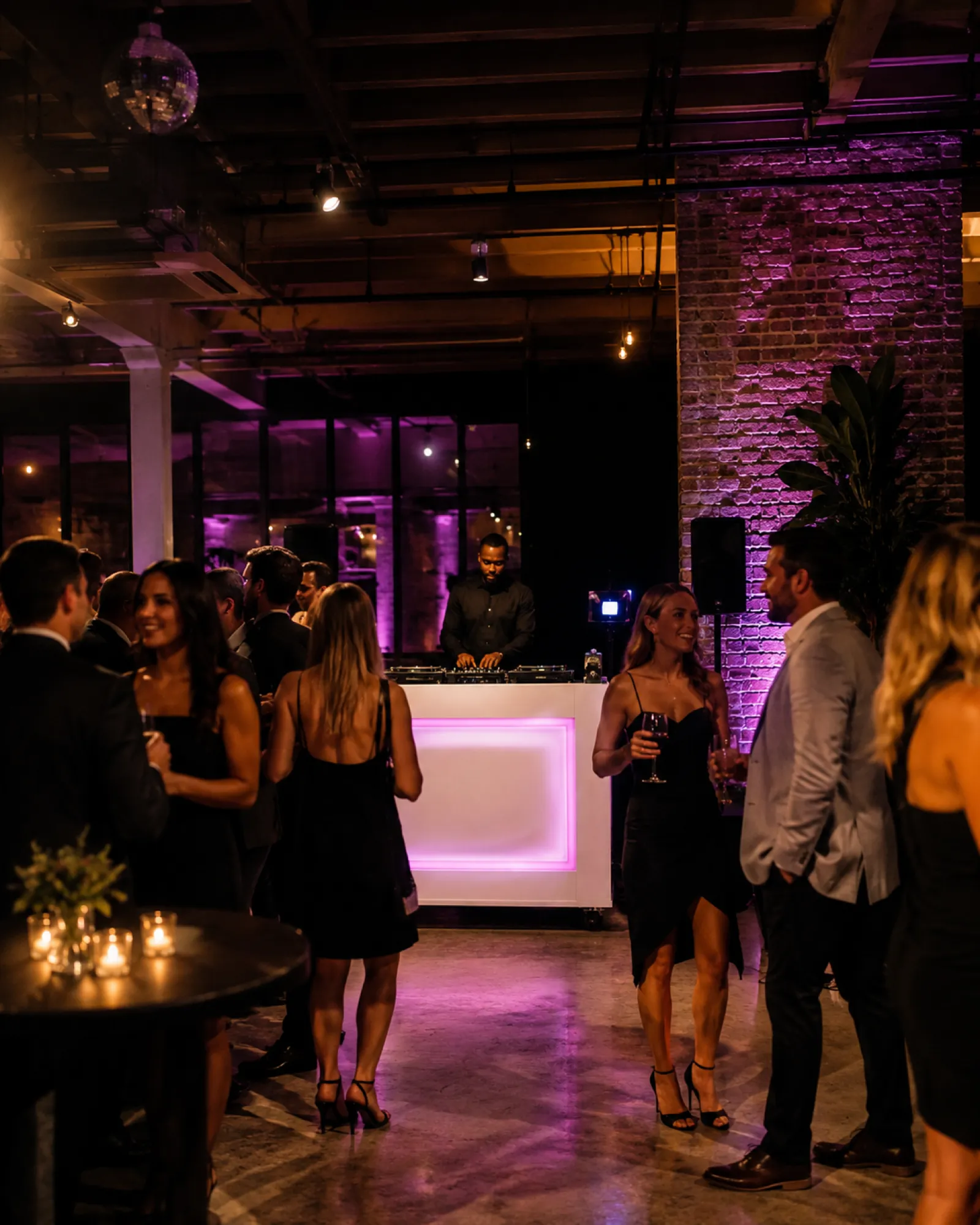 Feestlocatie met LED-uplighting in de muren